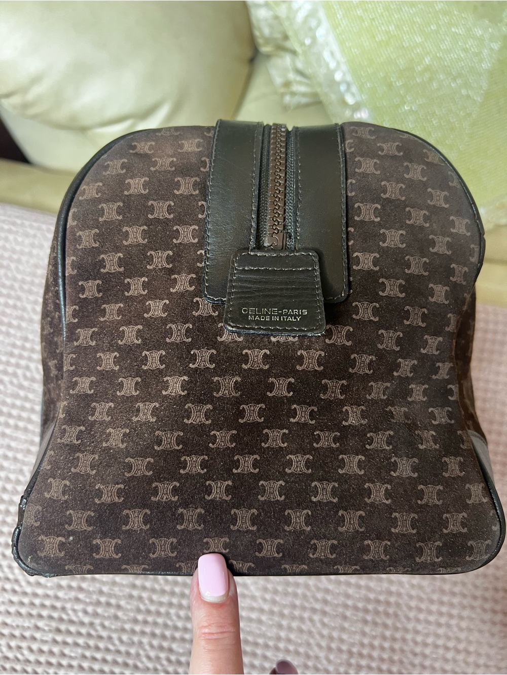 CELINE MACADAM VINTAGE SUEDE BOSTON BAG - Picture 4 of 17